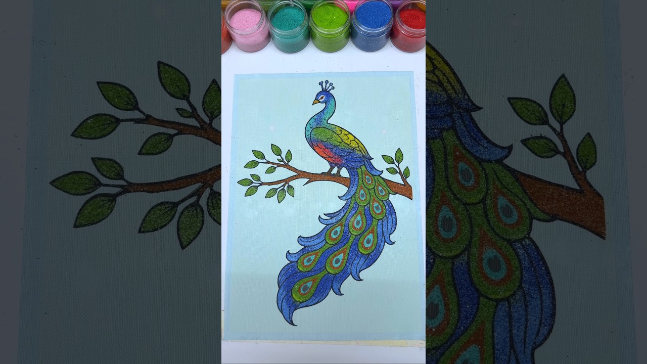 Peacock 🦚 Sand Art Painting| Satisfying ASMR #shorts