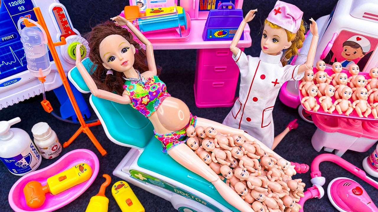 10 Minutes Satisfying with Unboxing Barbie Girl Family Playset，Cute Pinkfong Ambulance Car Toys ASMR