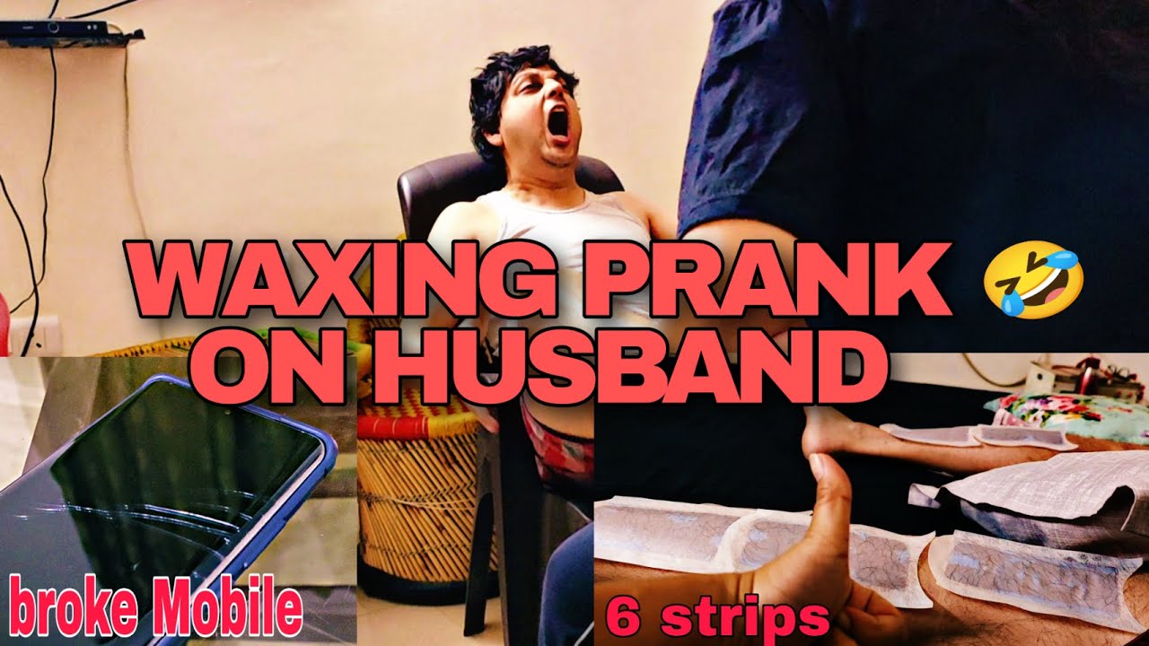 WAXING PRANK ON HUSBAND, रोने लगा || HE BROKE MY PHONE🤬 || HILARIOUS REACTIONS🤣 || @SunnyHighOnLife