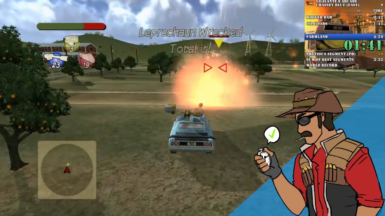 Speedrun: Vigilante 8 Arcade - Chassey Blue (Easy) [3m 29s IGT]