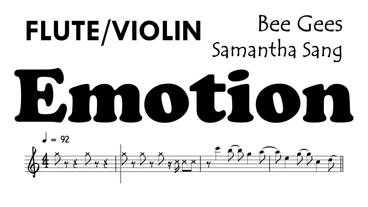 Emotion Flute Violin Bee Gees Samantha Sang Sheet Music Backing Track Partitura