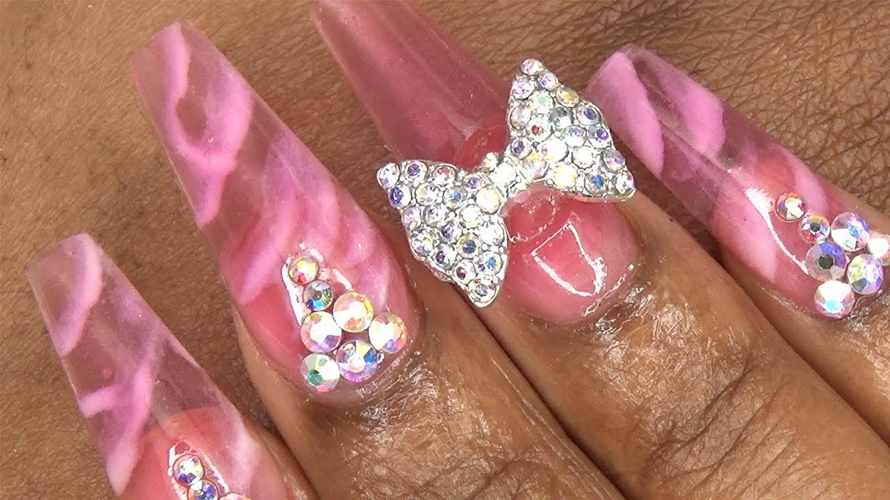 Acrylic Nails Tutorial - How To Encapsulated Nails - Transparent Rose Quartz Nails with Nail Forms