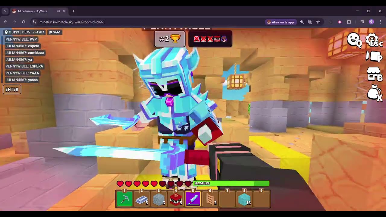 Jugando Sky Wars con mi amigo
