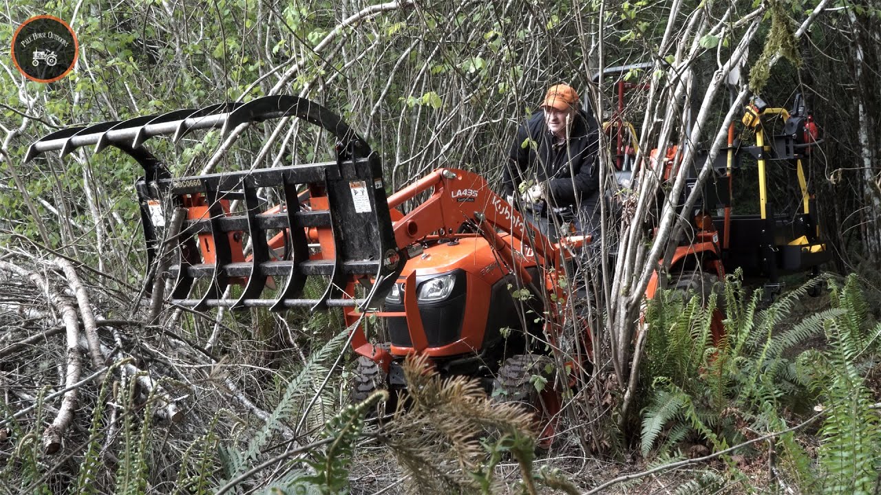Tractor Grapple Work | Building a Wildlife Habitat Pile | Kubota B2601 & Land Pride SGC0660