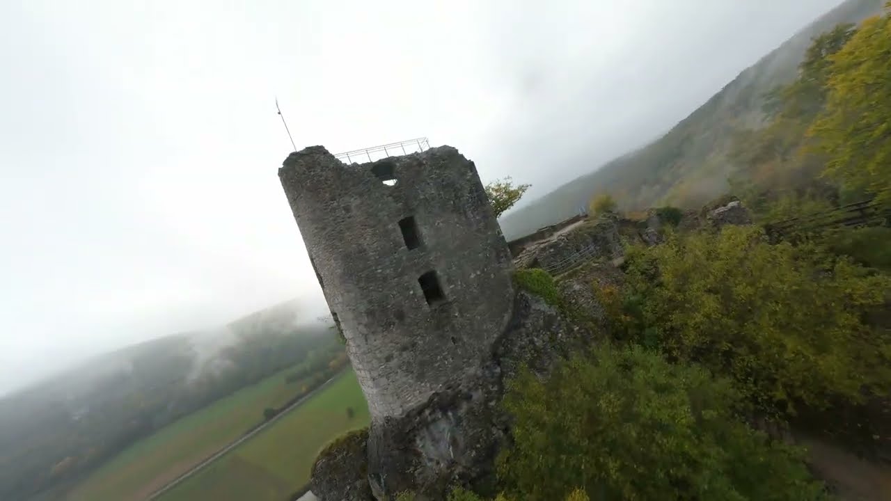 Ruin of Neideck in the Mist, Franconia, Germany