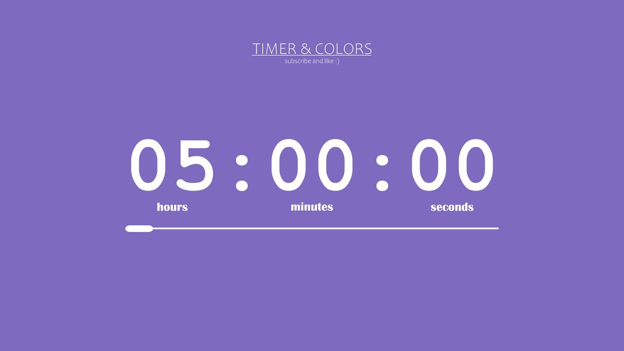 ⏰ 5 Hour Timer without music / Purple Screen 💜/ Countdown