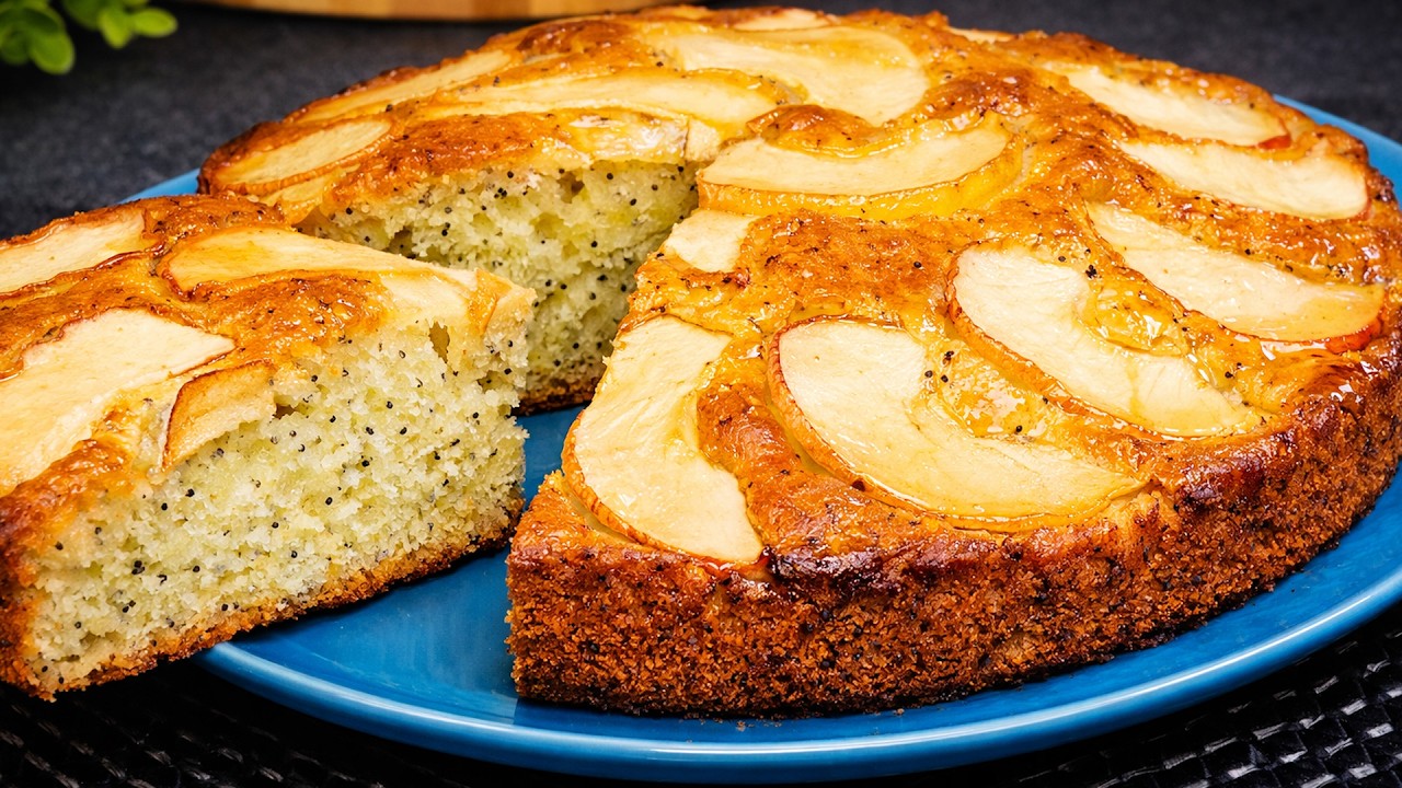 Saftiger Mohn-Apfelkuchen in 10 Minuten vorbereitet! Einfach & unglaublich lecker