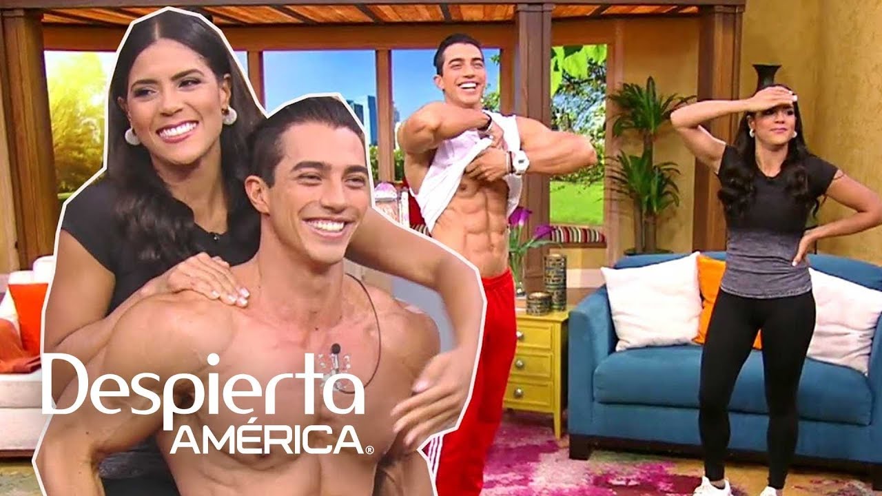 Francisca Lachapel se sube a un hombre musculoso para hacer ejercicio