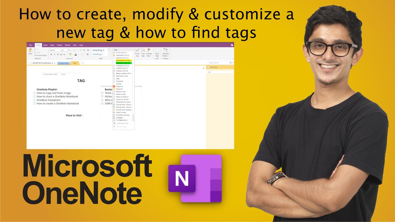 How to create a tag | How to customise a tag | How to modify a tag | Microsoft OneNote