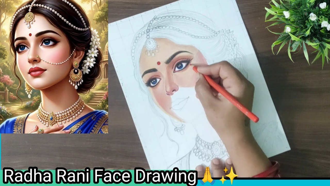 Radha Rani Drawing Step By Step❤✨|Radha Rani Drawing|🌼Radha Rani Face Drawing Tutorial|Part 1