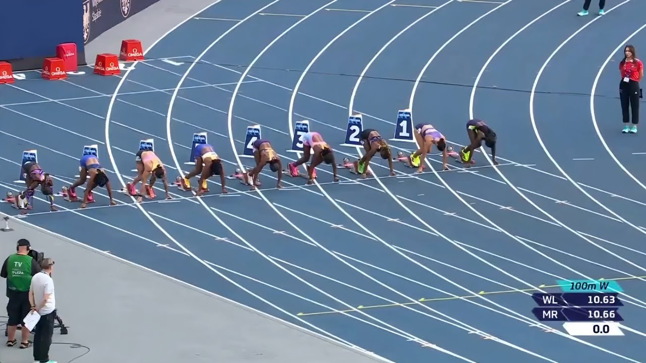 Финал женского забега на 100 метров на турнире Silesia Diamond League 2026