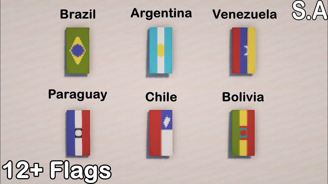 ✔️ Minecraft 1.19 : 12+ South America Country Flags Banner Designs (Tutorial)