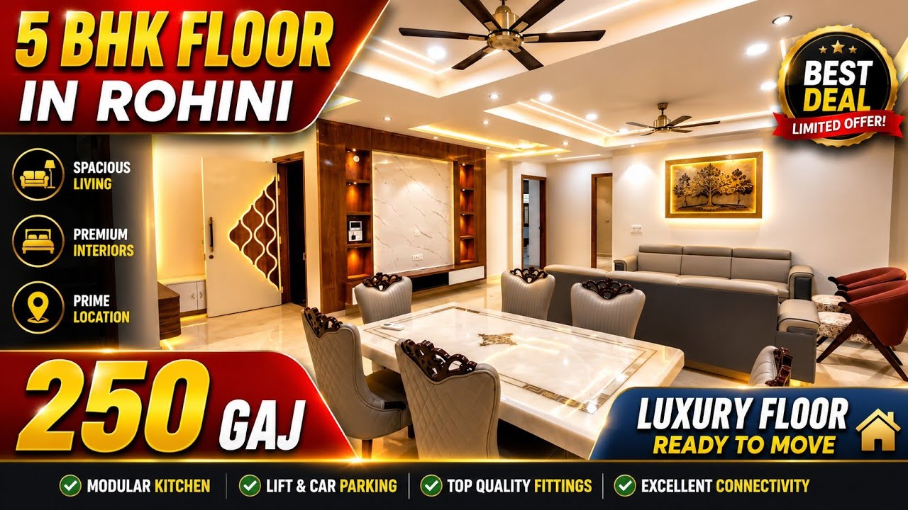 5 BHK 250 Gaj Floor in Rohini | floor in rohini | freehold property in rohini delhi | flat in rohini