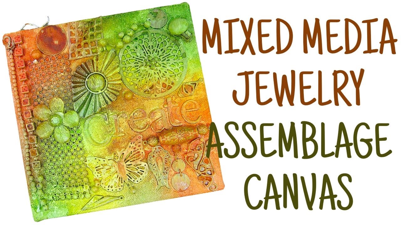 Mixed Media Jewelry Assemblage Canvas