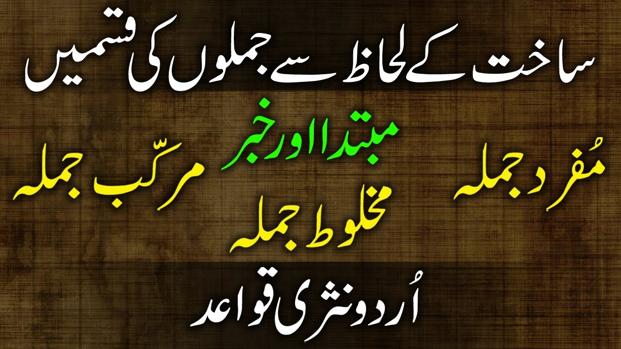 Jumle Ki Kisme Urdu Grammar | Mufarad, Makhloot Aur Murakkab Jumla | Jumla Ki Iqsam CBSC & 10TH Urdu