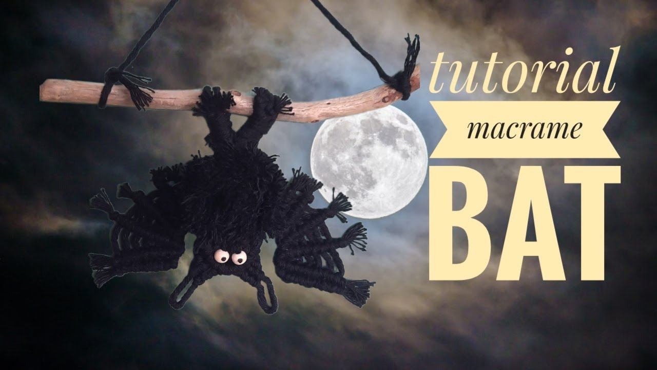 Tutorial Macrame Bat (small). Halloween Part 2. Макраме летучая мышь мастер-класс.