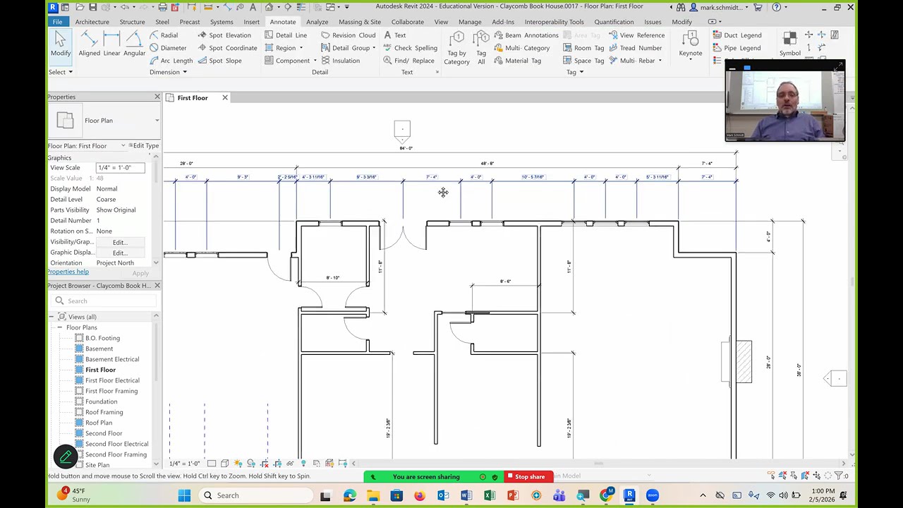 How to place final Dimensions on exterior walls with windows and doors