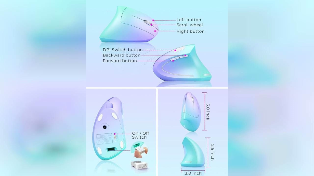 Review: Lekvey Ergonomic Mouse, Vertical Wireless Mouse, Rechargeable 2.4G Optical Carpal Tunn...
