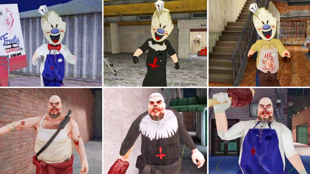 Ice Scream 7 Normal, Evil Nun And Mr Meat Rod Vs Mr Meat 2 Normal, Evil Nun And Ice Scream Mr Meat