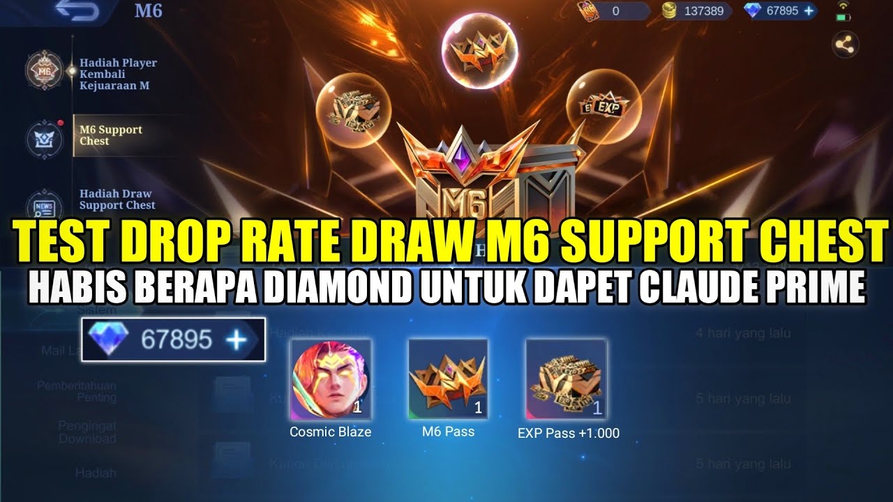 TEST DROP RATE DRAW EVENT M6 SUPPORT CHEST MLBB! BUTUH BERAPA DIAMOND UNTUK DAPET CLAUDE PRIME