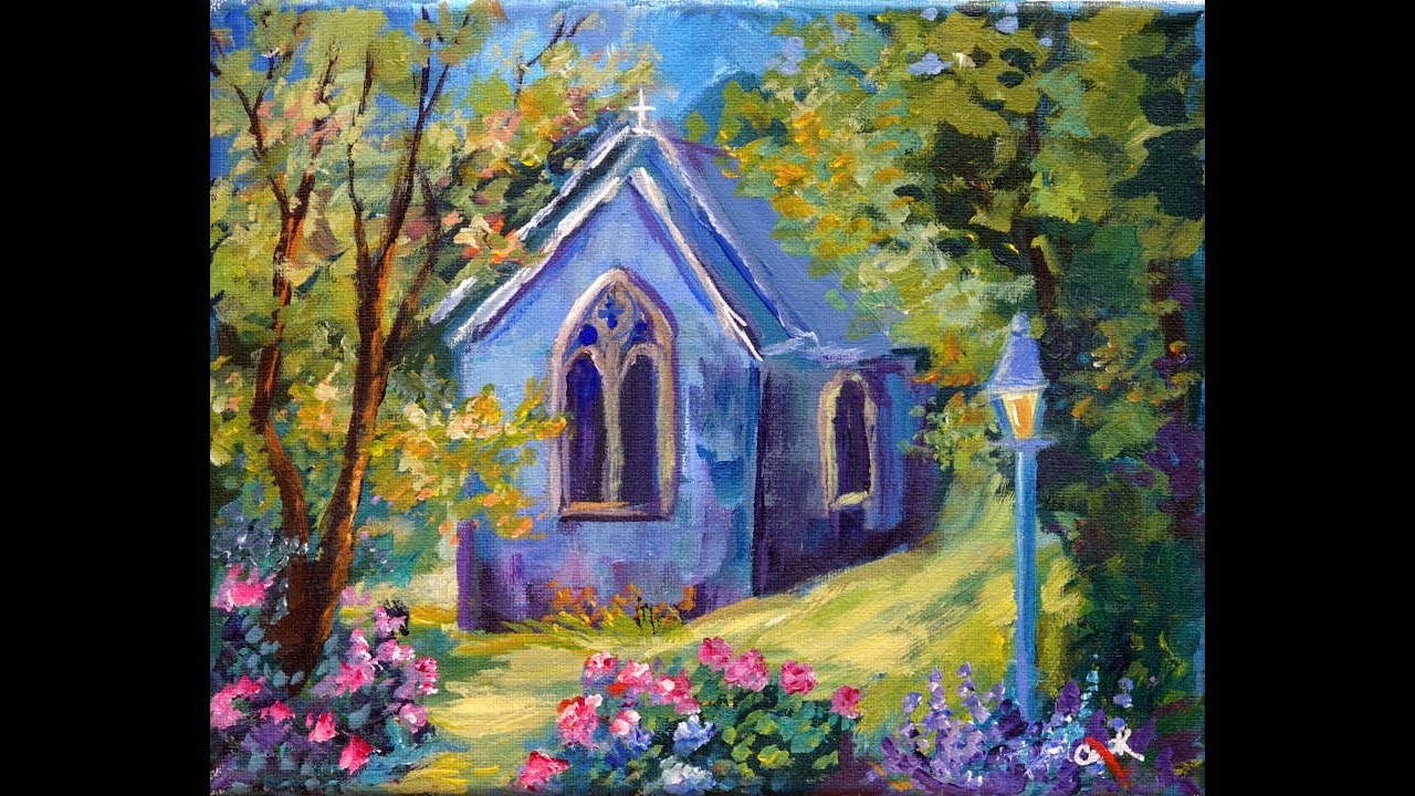 Summer Chapel a Landscape in Acrylics with Ginger Cook
