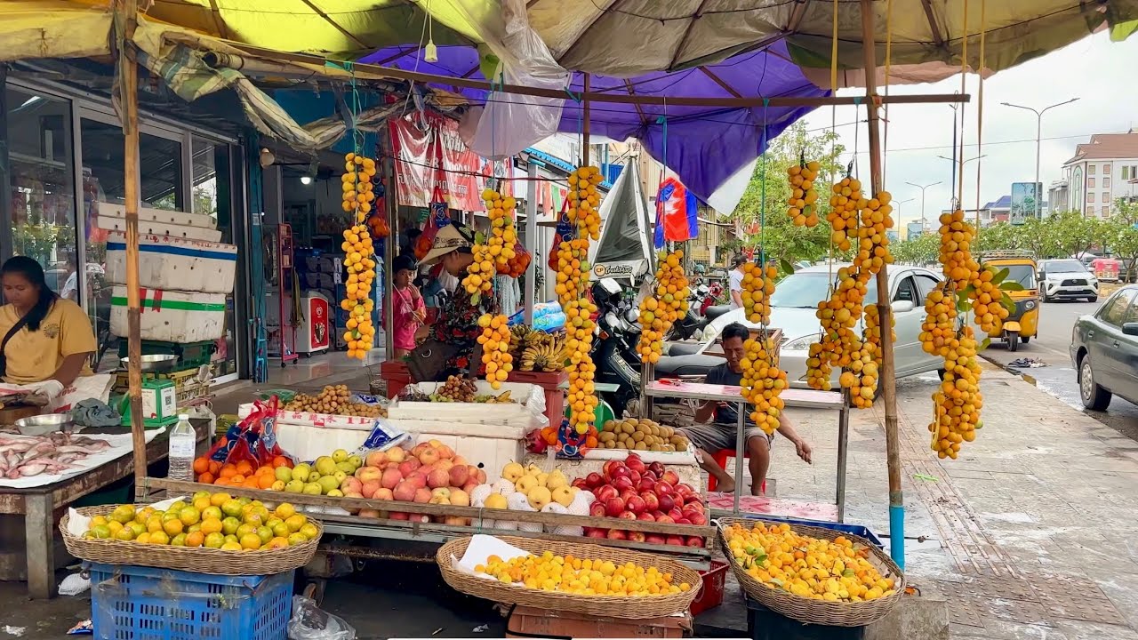 Street Market Food Around Phsar Leu Market In Siem Reap - Cambodian Street Food