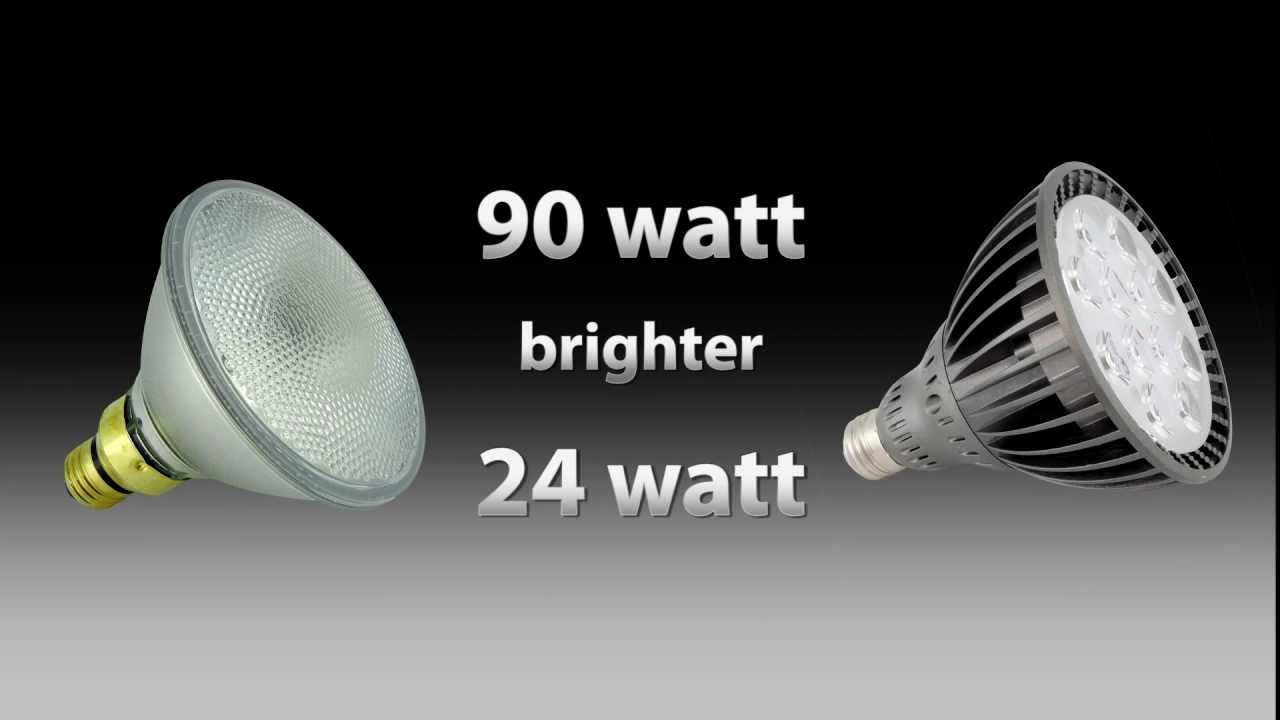 LED Par 38 24watt vs Halogen Par 38 90watt shocking comparison by Total Lighting Supply
