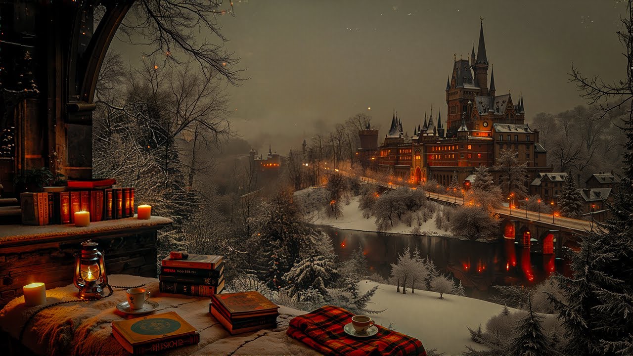 Warm Candlelit Reading Corner | Winter Solitude & Thoughtful Piano | Dark Academia for Study & Calm