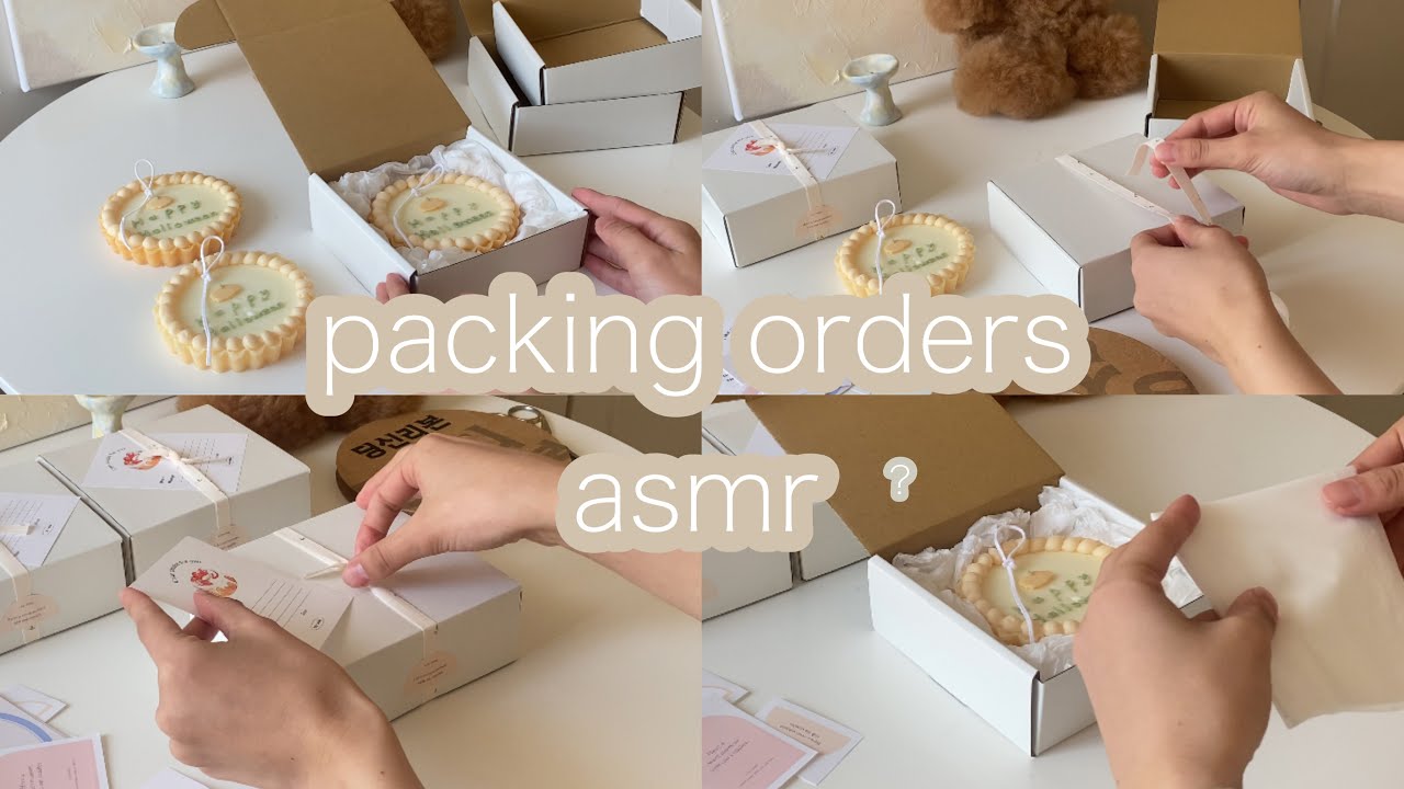 wrapping) ASMR風 梱包動画 キャンドルのラッピング作業風景、ハロウィンタルトケーキキャンドル　packing orders with me