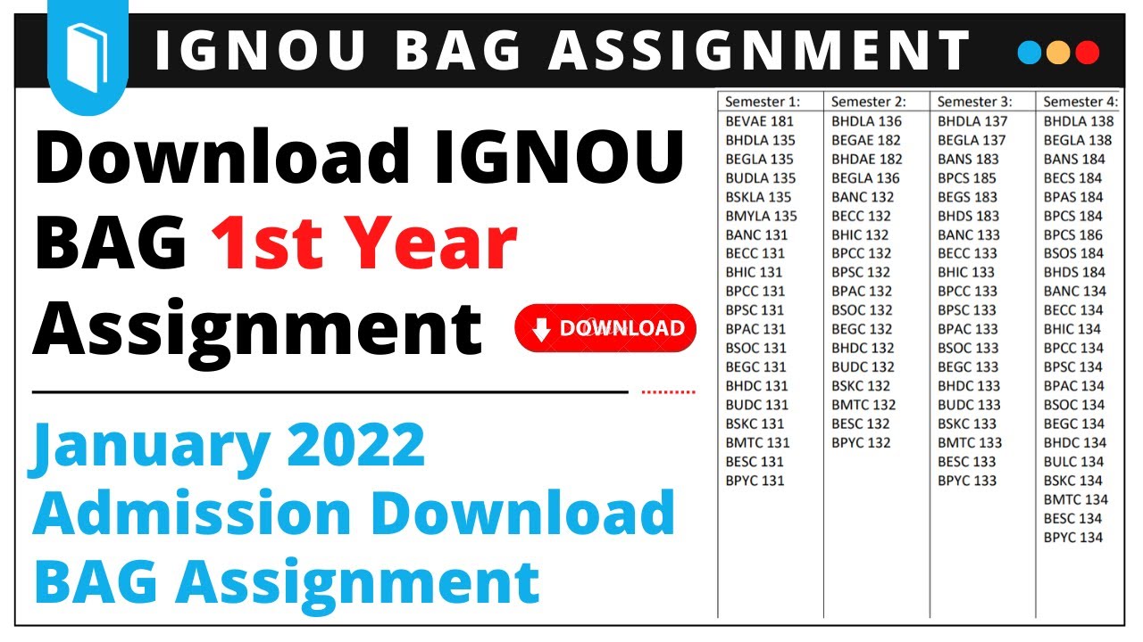 Download IGNOU BAG 1st Year Assignment | January 2022 Session Download BAG Assignment