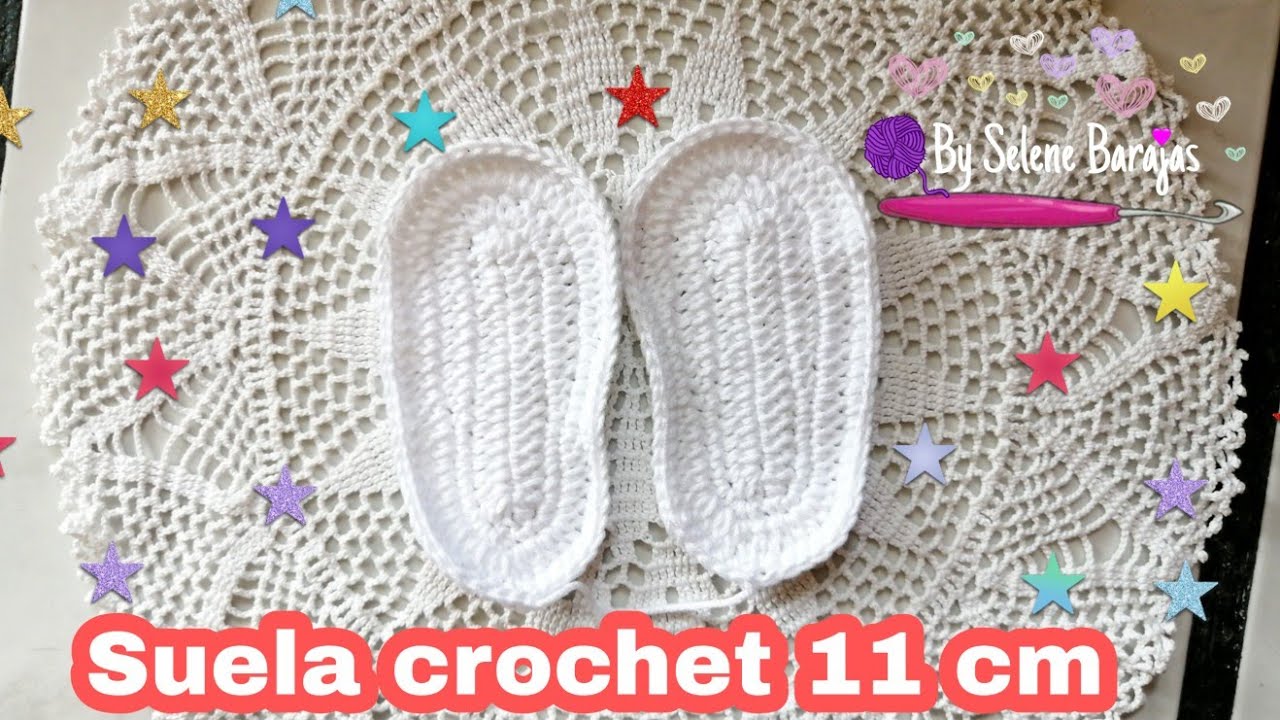 SUELA 💟para zapatitos de crochet 11cms izquierda y derecha!!!!🌠
