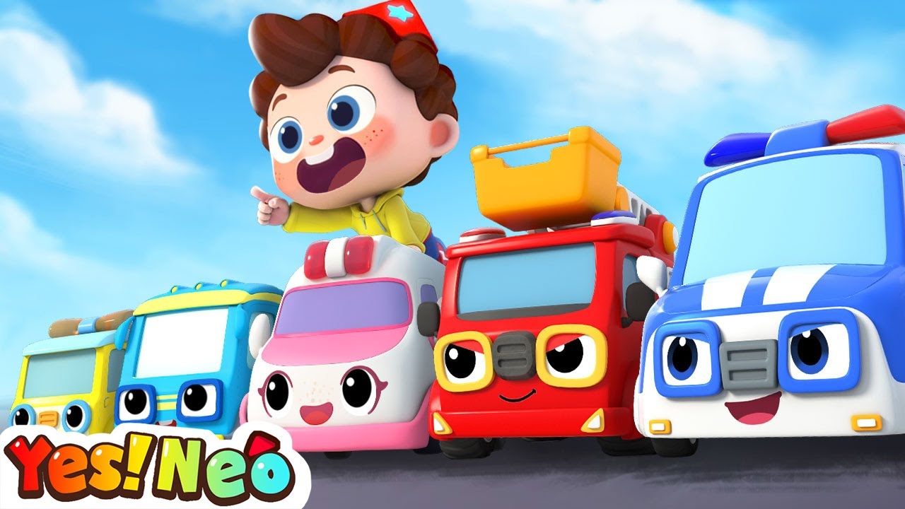 Neo & Five Little Cars | Fire Truck, Police Car Rescue Team | Kids Songs | Starhat Neo | Yes! Neo