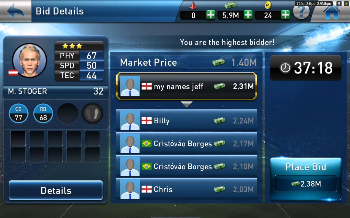 PES Club Manager-Android HD Gameplay