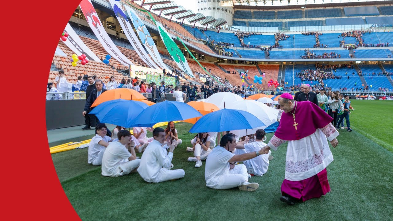 I cresimandi allo Stadio San Siro: alcuni momenti della giornata