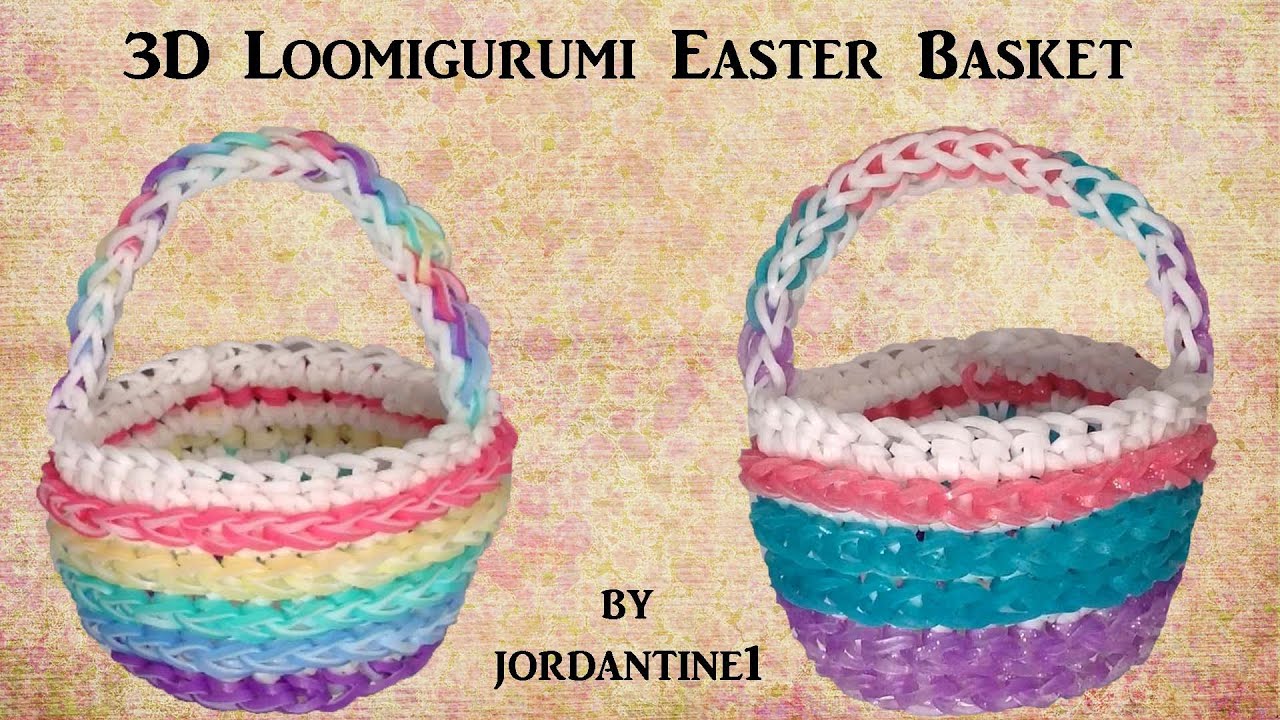 3D Easter Basket Loomigurumi Amigurumi Rainbow Loom Band Crochet Hook Only Лумигуруми