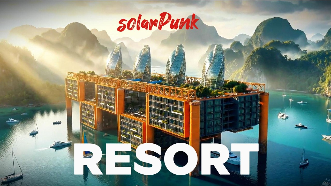 SOLARPUNK ARCHITECTURE: Repurposed Oil Rig Hotel Concept | Eco-Future Visualization