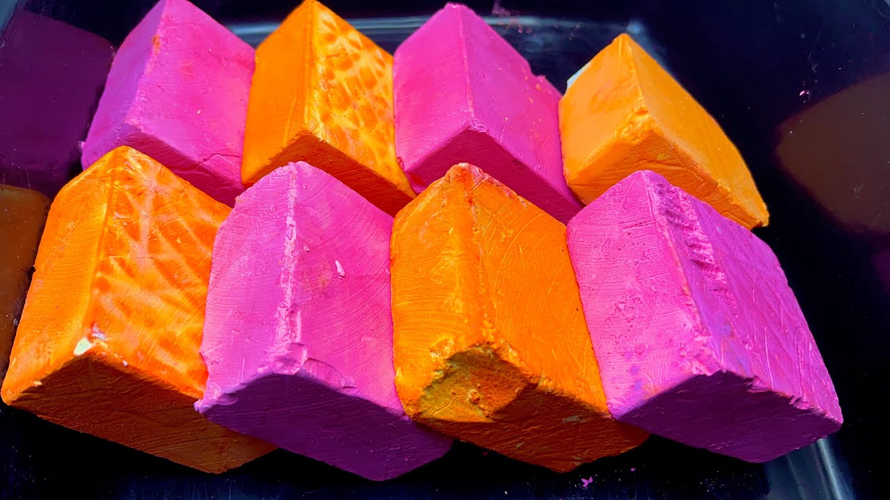 Dyed Yellow and Pink Gholibn Gym Chalk | 8 Blocks | Satisfying ASMR 2021