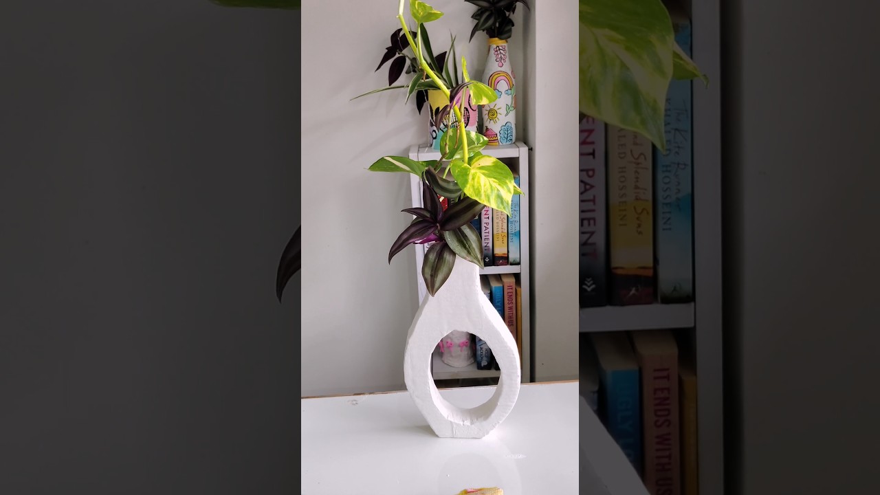how to make a flower vase/ white cement vase DIY #diy #art #craft #painting #shorts #viral #trending