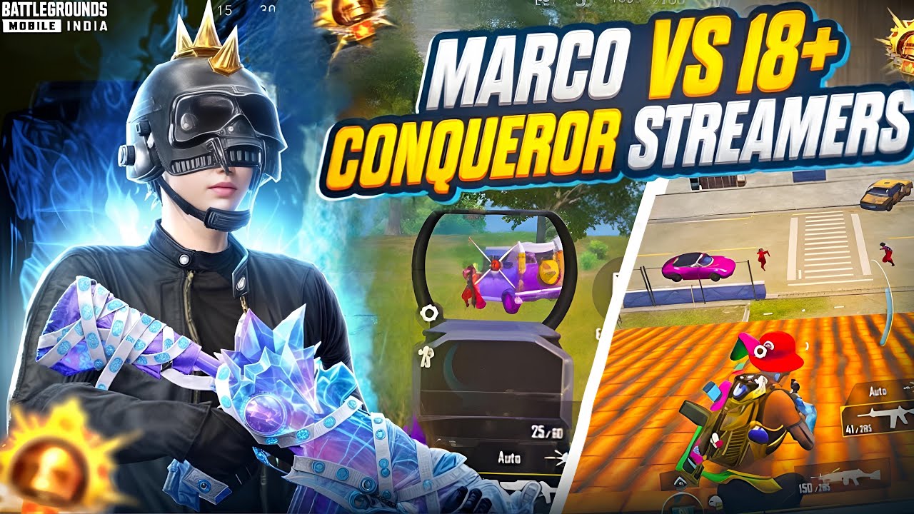 Marco vs 18+ CONQUEROR STREAMERS 🤯Marco vs legend streamers 1v4 fasteded clutches & BGMI GAMEPLAY 