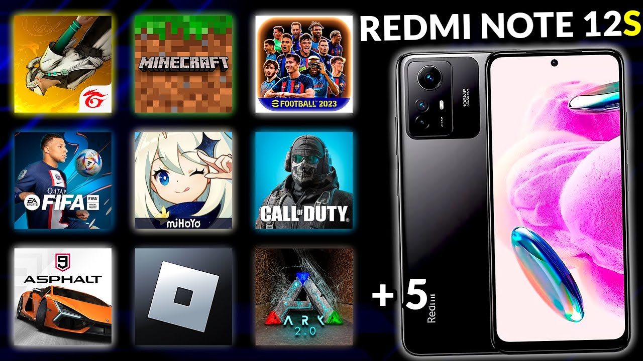 REDMI NOTE 12S - Free Fire, eFootball, Fifa, Minecraft, Genshin Impact, Roblox, Call of Duty e + 5