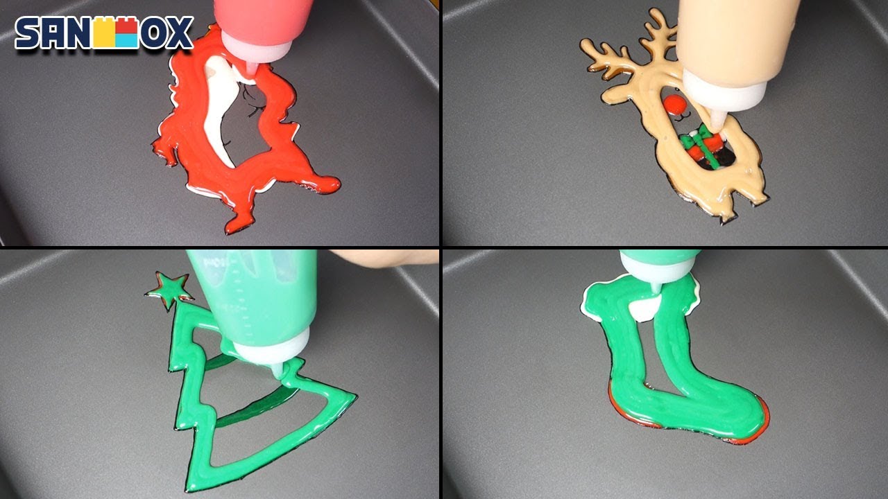 🎅Christmas[Xmas] Pancake art - Santa, Rudolph, Tree, Socks