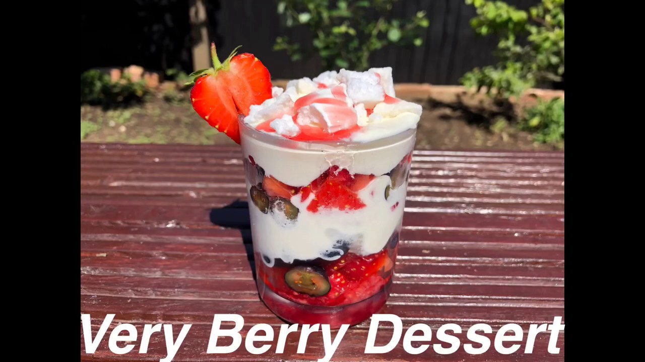 Very Berry  Summer Dessert/fruit compote/berries and cream. Layered fruit dessert. Best kids dessert