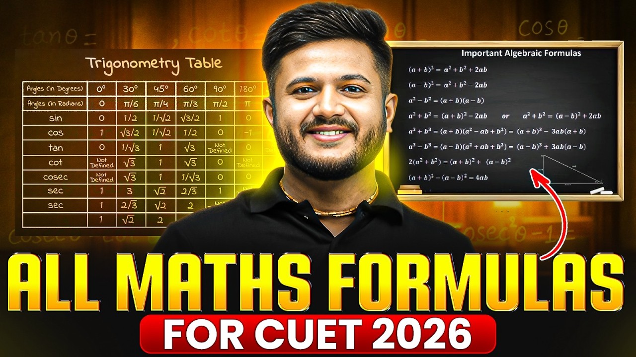 CUET 2026 Maths Formulas One Shot 🔥 | All Important Formulas by Deepak Bhatt Sir