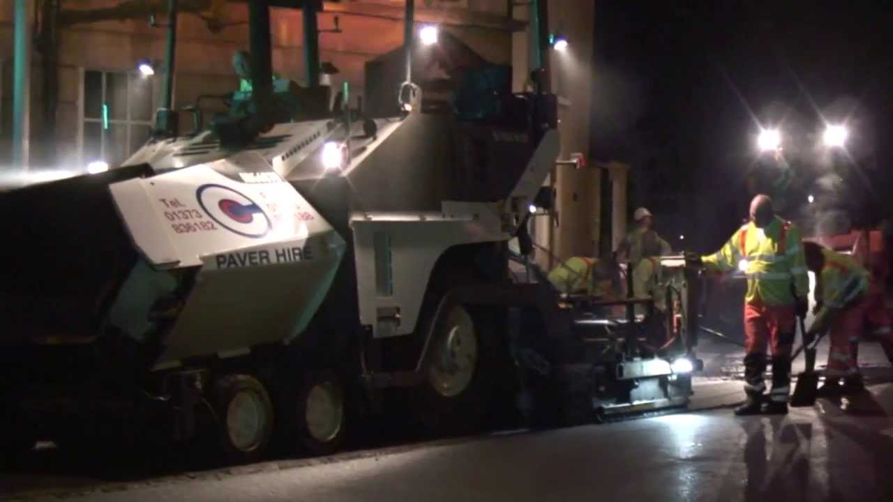 Volvo ABG6870 Paver - Night Time Resurfacing With Connor Construction (South West) Ltd