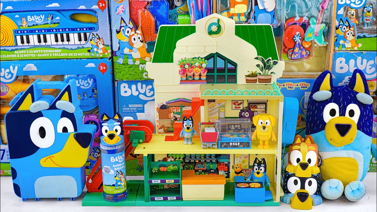 Bluey Toy Collection Unboxing Review | Bluey Supermarket Playset & Talking Bandit Plush