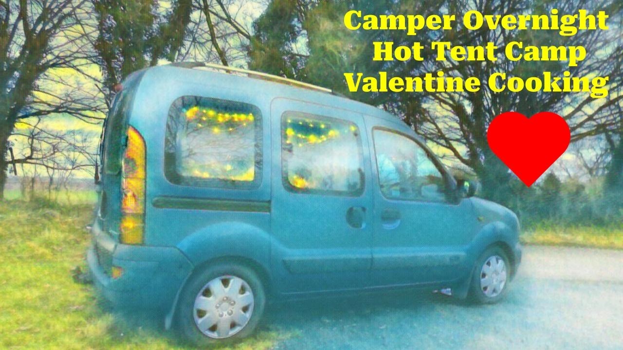 🚙 Stealth Micro Car Van Camper Camp | Hot Tent Camp 🏕️ | Valentine Cooking ❤️