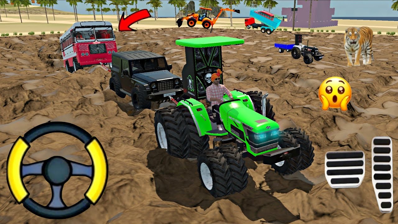 Bus 🚌 stuck in mud tractor and car rescue the Bus 🚌#simulationgame #drivinggame 