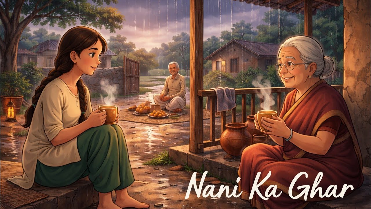 Nani Ke Ghar Ki Baarish 🌧️ | Cozy Indian Village Rain Animation | Relaxing Monsoon Story