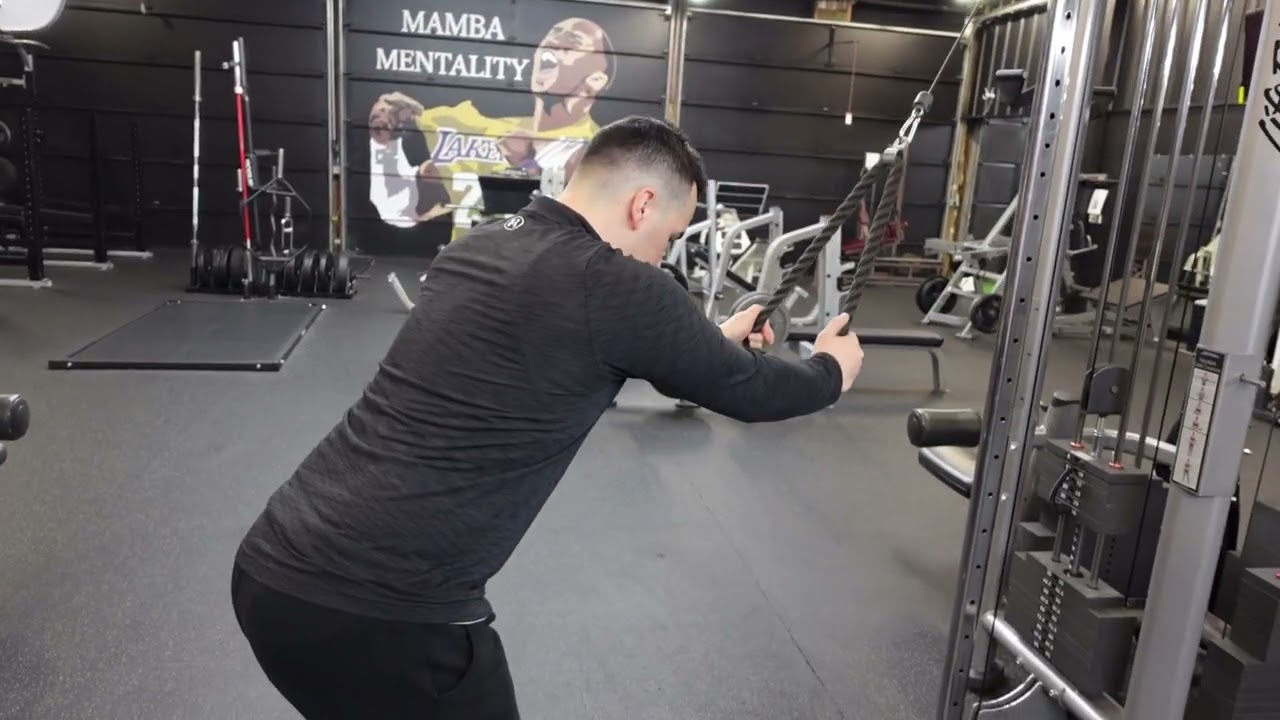 Standing Straight Arm Cable Pulldown with Rope