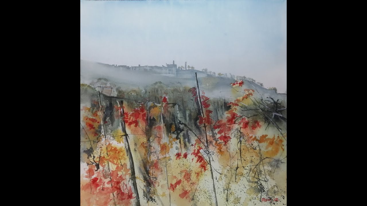 AUTUNNO IN COLLINA – AUTUMN HILLS  Demo tutorial paesaggio Acquerello, Watercolor landscape painting